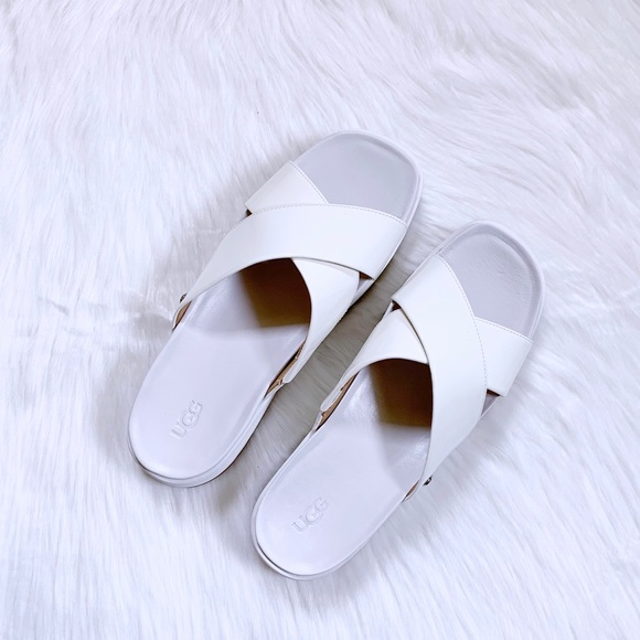 UGG Emily White Patent Leather Slide Sandals - Picture 5 of 6